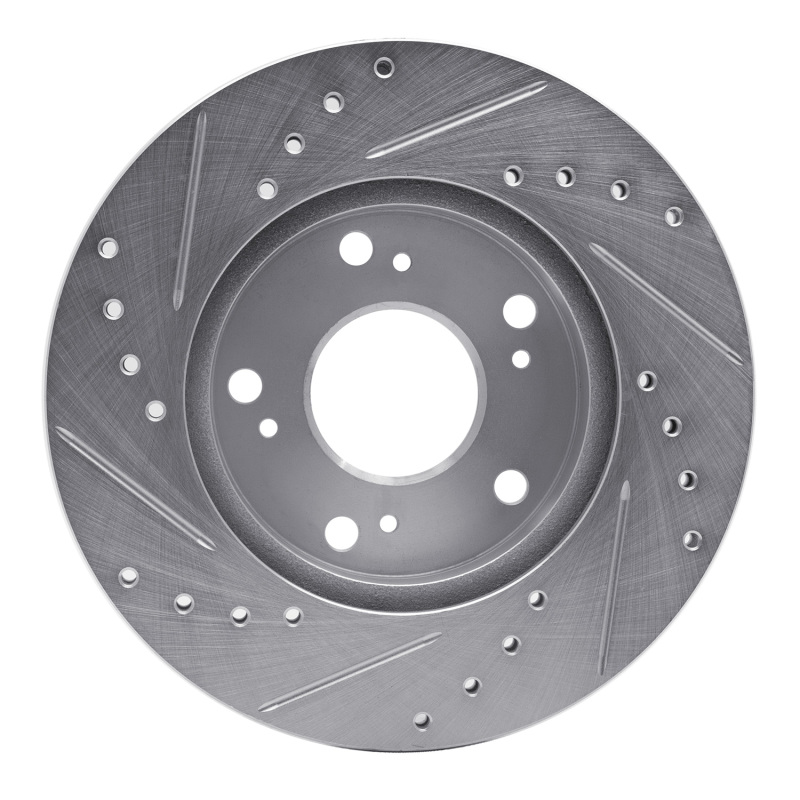 Acura RSX Brake Rotor (1) - Front Right - R1 Concepts - Drilled & Slotted - Silver - `02-`15